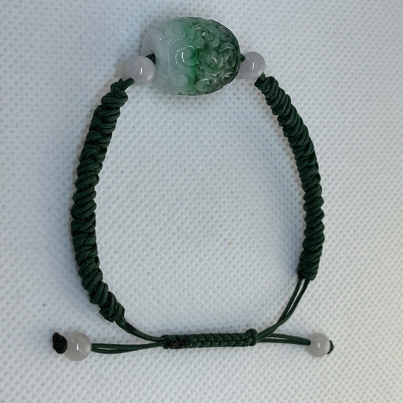 Natural Jadeite Carved Multi-Color Bead Custom Fit Knot Bracelet - Picture 3 of 5